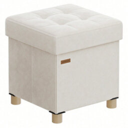 LEDREM Small Storage Ottoman, 38 X 38 X 40 Cm, Folding Storage Cube With Lid, Footstool, Footrest, 37 L, Velvet Surface, For Bedroom - thumbnail 3