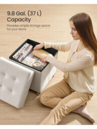 LEDREM Small Storage Ottoman, 38 X 38 X 40 Cm, Folding Storage Cube With Lid, Footstool, Footrest, 37 L, Velvet Surface, For Bedroom - thumbnail 6