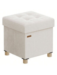 LEDREM Small Storage Ottoman, 38 X 38 X 40 Cm, Folding Storage Cube With Lid, Footstool, Footrest, 37 L, Velvet Surface, For Bedroom - thumbnail 8
