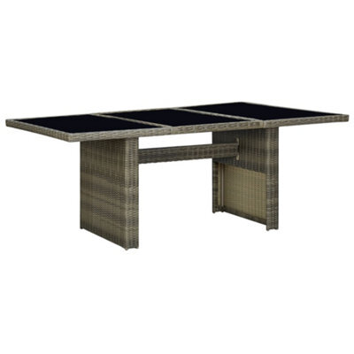 Berkfield Garden Table Brown Poly Rattan And Tempered Glass - image 1
