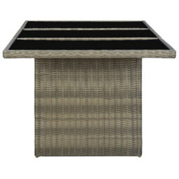 Berkfield Garden Table Brown Poly Rattan And Tempered Glass - thumbnail 3