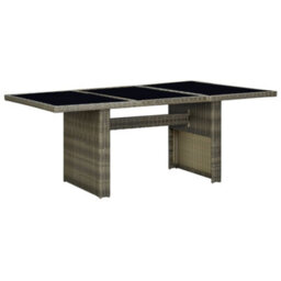 Berkfield Garden Table Brown Poly Rattan And Tempered Glass - thumbnail 1