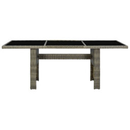 Berkfield Garden Table Brown Poly Rattan And Tempered Glass - thumbnail 2