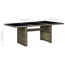 Berkfield Garden Table Brown Poly Rattan And Tempered Glass - thumbnail 6