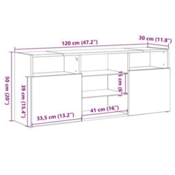 Vidaxl Tv Cabinet With Led Lights Concrete Grey 120X30X50 Cm Tv Cabinets - thumbnail 3