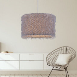 First Choice Lighting Rogers - Grey Shaggy 30Cm Easy Fit Pendant Shade - thumbnail 3