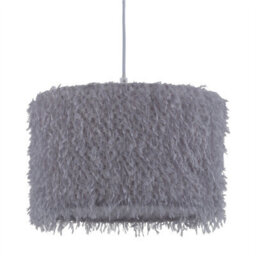 First Choice Lighting Rogers - Grey Shaggy 30Cm Easy Fit Pendant Shade - thumbnail 1