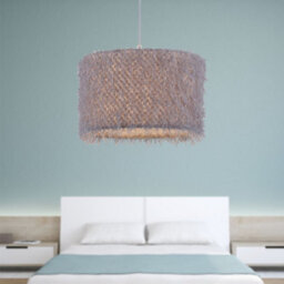 First Choice Lighting Rogers - Grey Shaggy 30Cm Easy Fit Pendant Shade - thumbnail 4