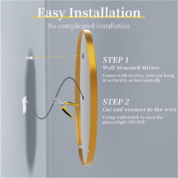 Luvodi 600mm Luxury Gold Round Led Mirror For Bathroom With Lights Anti-Fog 3 Color Dimmable - thumbnail 9