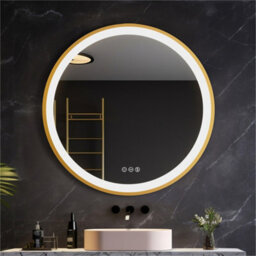 Luvodi 600mm Luxury Gold Round Led Mirror For Bathroom With Lights Anti-Fog 3 Color Dimmable