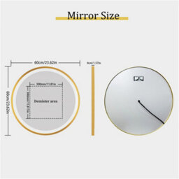 Luvodi 600mm Luxury Gold Round Led Mirror For Bathroom With Lights Anti-Fog 3 Color Dimmable - thumbnail 2