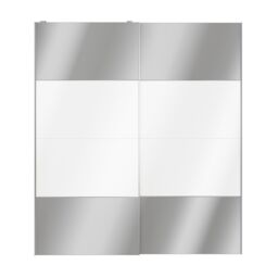 GoodHome Atomia Contemporary Panelled Mirrored White High Gloss 2 Door Sliding Wardrobe Door Kit (H)2250mm (W)2000mm - thumbnail 3