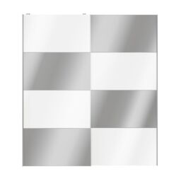 GoodHome Atomia Contemporary Panelled Mirrored White High Gloss 2 Door Sliding Wardrobe Door Kit (H)2250mm (W)2000mm - thumbnail 4
