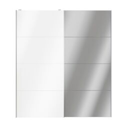 GoodHome Atomia Contemporary Panelled Mirrored White High Gloss 2 Door Sliding Wardrobe Door Kit (H)2250mm (W)2000mm - thumbnail 2