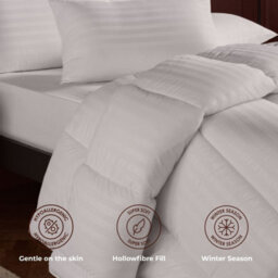 MHG Living Hypoallergenic 16.5 Tog Winter Duvet & Pillow Set - Extra Warm Striped Microfibre Bedding - Super King - thumbnail 3