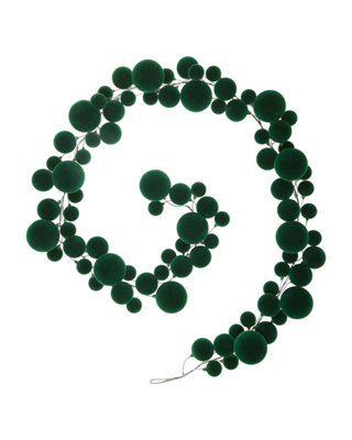 Werchristmas Sage Green Velvet Christmas Bauble Garland 9 Ft, 84 Shatterproof Baubles - image 1