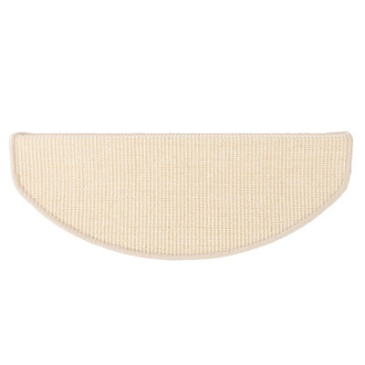 Floordirekt Premium Self Adhesive Edged Hard Wearing Sisal Stair Tread Mat For Indoor Stairs Semicircular Ivory 23.5 X 65 Cm - image 1