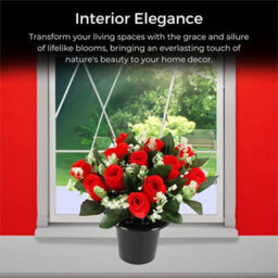 Pack Of 2-Grave Flower Pot Artificial Red 12 Head Memorial Decor - thumbnail 5