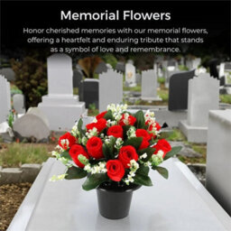 Pack Of 2-Grave Flower Pot Artificial Red 12 Head Memorial Decor - thumbnail 4