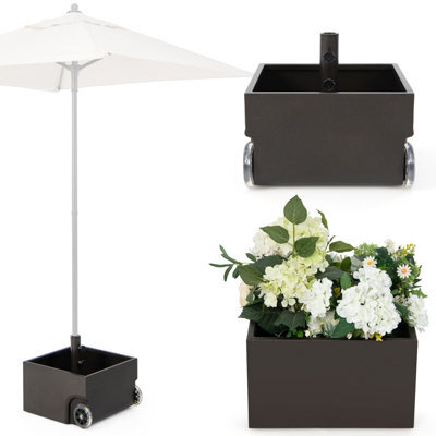 Costway 77Kg Patio Umbrella Base Fillable Umbrella Stand Flower Box W/ 2 Universal Wheels - image 1