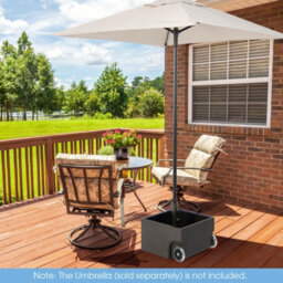 Costway 77Kg Patio Umbrella Base Fillable Umbrella Stand Flower Box W/ 2 Universal Wheels - thumbnail 9