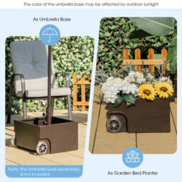 Costway 77Kg Patio Umbrella Base Fillable Umbrella Stand Flower Box W/ 2 Universal Wheels - thumbnail 3