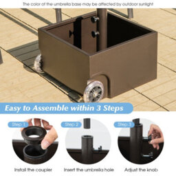 Costway 77Kg Patio Umbrella Base Fillable Umbrella Stand Flower Box W/ 2 Universal Wheels - thumbnail 4