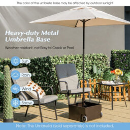 Costway 77Kg Patio Umbrella Base Fillable Umbrella Stand Flower Box W/ 2 Universal Wheels - thumbnail 5