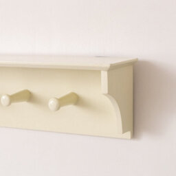 Melody Maison Large Ivory Wooden Wall Shelf With Hooks - 100Cm - thumbnail 2