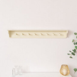 Melody Maison Large Ivory Wooden Wall Shelf With Hooks - 100Cm - thumbnail 3