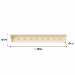Melody Maison Large Ivory Wooden Wall Shelf With Hooks - 100Cm - thumbnail 6