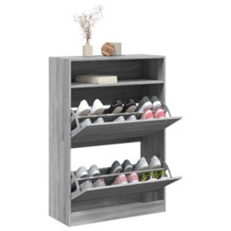 Walplus Shoe Cabinet With 2 Flip-Drawers Grey Sonoma 80X34X116 Cm - thumbnail 4