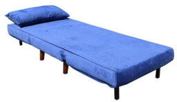 Comfy Living Small Single Sofa Bed Chair Velvet Fabric Chaise Pull Out Navy - thumbnail 2