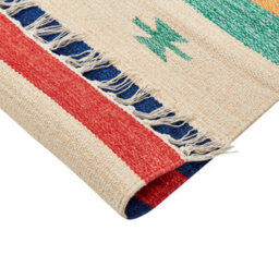 Wyld And Coco Klim Multicolour Handwoven Cotton Kilim Rug 140 X 200 Cm With Tassels - thumbnail 6