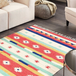 Wyld And Coco Klim Multicolour Handwoven Cotton Kilim Rug 140 X 200 Cm With Tassels - thumbnail 2