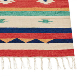Wyld And Coco Klim Multicolour Handwoven Cotton Kilim Rug 140 X 200 Cm With Tassels - thumbnail 5