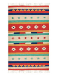 Wyld And Coco Klim Multicolour Handwoven Cotton Kilim Rug 140 X 200 Cm With Tassels - thumbnail 1
