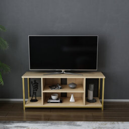 Decorotika Rinaldo Tv Stand Tv Unit For Tv's Up To 63 Inch Gold And Oak