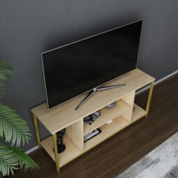 Decorotika Rinaldo Tv Stand Tv Unit For Tv's Up To 63 Inch Gold And Oak - thumbnail 3