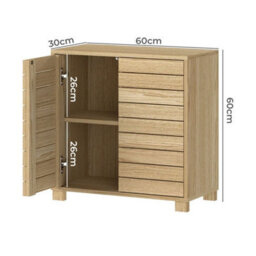 Bathroom Floor Storage Cabinet 2-Tier Adjustable Shelf Cupboard Oak Style - thumbnail 2