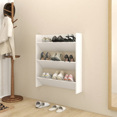 Walplus Wall Shoe Cabinet White 80X18X90 Cm Engineered Wood - image 1
