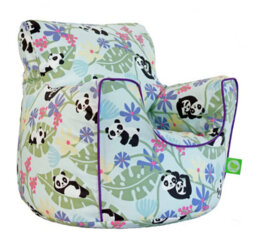Bean Lazy Cotton Light Blue Panda Bean Bag Arm Chair Toddler Size - thumbnail 2