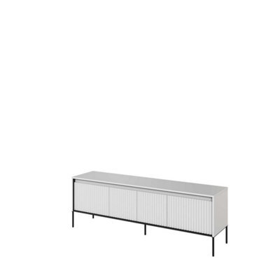 Arte Trend 05 Tv Cabinet In White Matt - Ripple Front Design With Push-To-Open Doors & Cable Management - W1670mm X H560mm X D400mm - image 1