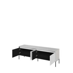 Arte Trend 05 Tv Cabinet In White Matt - Ripple Front Design With Push-To-Open Doors & Cable Management - W1670mm X H560mm X D400mm - thumbnail 2
