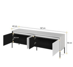 Arte Trend 05 Tv Cabinet In White Matt - Ripple Front Design With Push-To-Open Doors & Cable Management - W1670mm X H560mm X D400mm - thumbnail 3