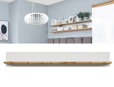 Impact Furniture Wall Shelf Floating Display Panel 156Cm Modern White Oak Effect Book Storage Holten - image 1
