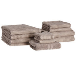 Beliani Set Of 11 Towels Areora Cotton Taupe - thumbnail 1
