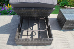 UK Leisure World Sun Lounger Bed Rattan Wicker Garden Outdoor Grey Table And Chairs Furniture Patio - thumbnail 3