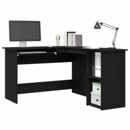 Berkfield Modern Black Oak Desk 120X140X75 Cm Made From Engineered Wood - thumbnail 3