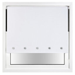 Furnished Thermal Blackout Roller Blinds With Round Eyelets & Metal Fittings - White (W)100Cm (L)210Cm